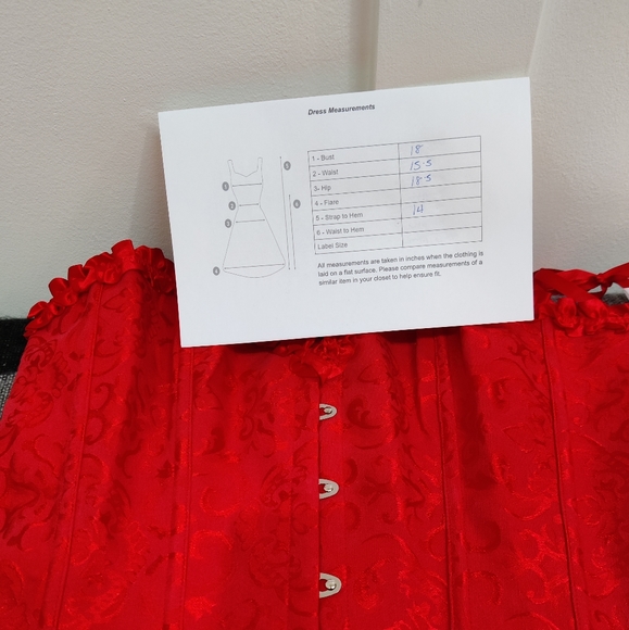 Red Satin Vintage Style Corset - LG - Picture 4 of 12